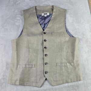 Joseph Abboud Beige Classic Linen Vest  Sz Lg